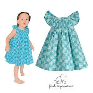 FIRST IMPRESSIONS | Teal | LEAF SMOKED DRESS